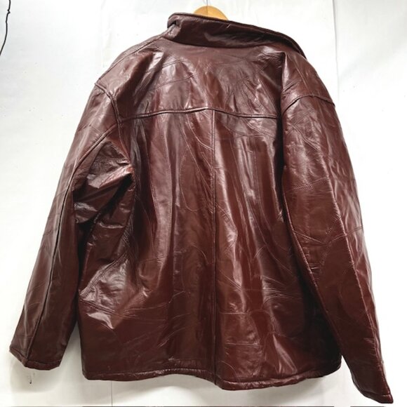 Haband Executive Division Leather Jacket  Patches  Stitch ChocoBrown Men 3X(J12) - Picture 2 of 11